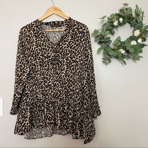 Zara Cheetah Print Peplum Top